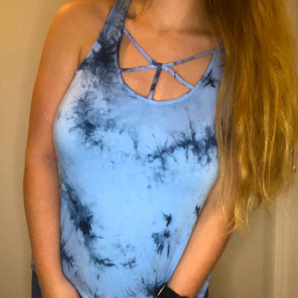 Blue tie dye tank top